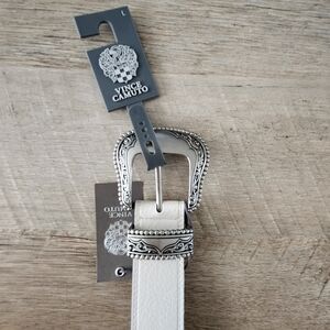 Vince Camuto Cream With Silver Tone Hardware Belt